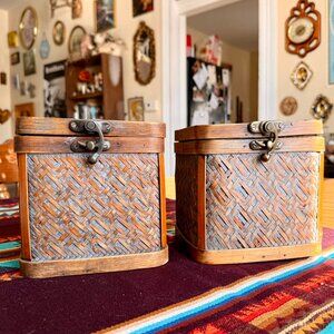 ONE - Vintage Woven Wicker Rattan Square Basket Storage Bin
